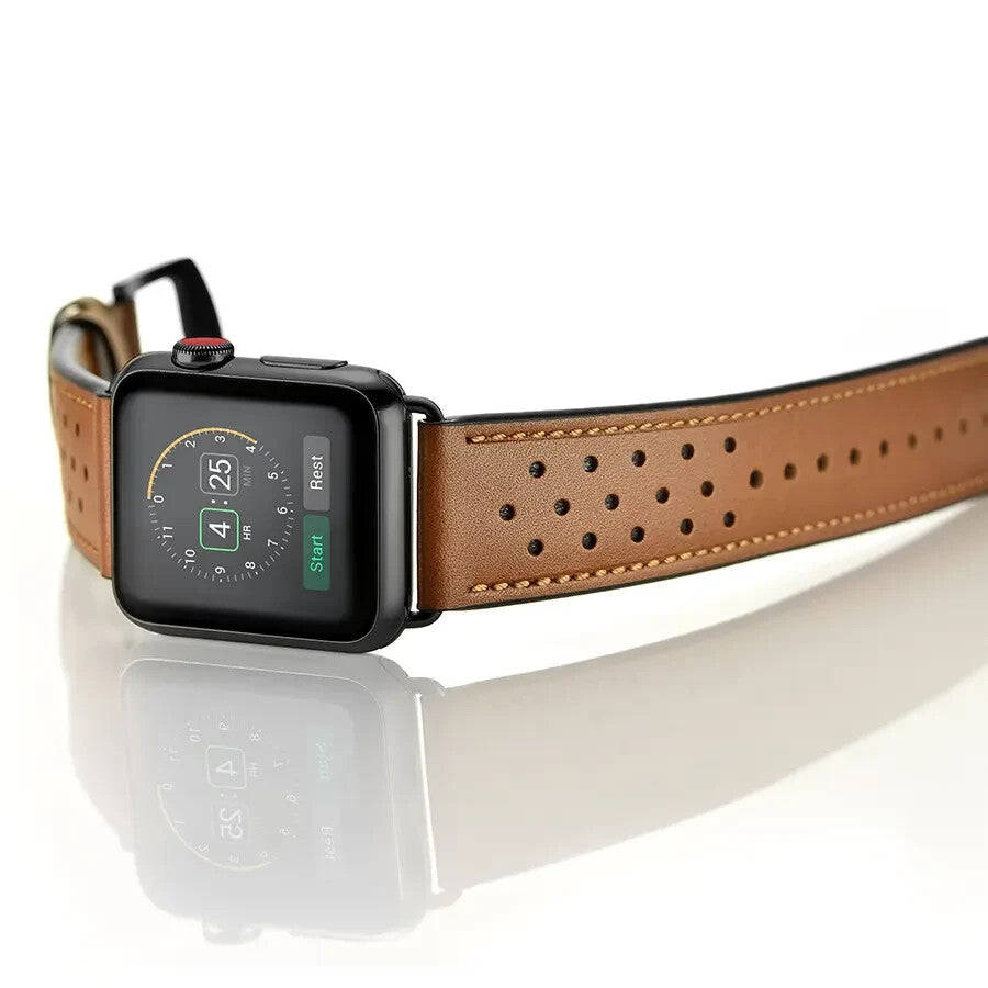Luxury Leather iWatch Band Compatible w Apple Watch • 38/40/41 or 42/44/45/46/49