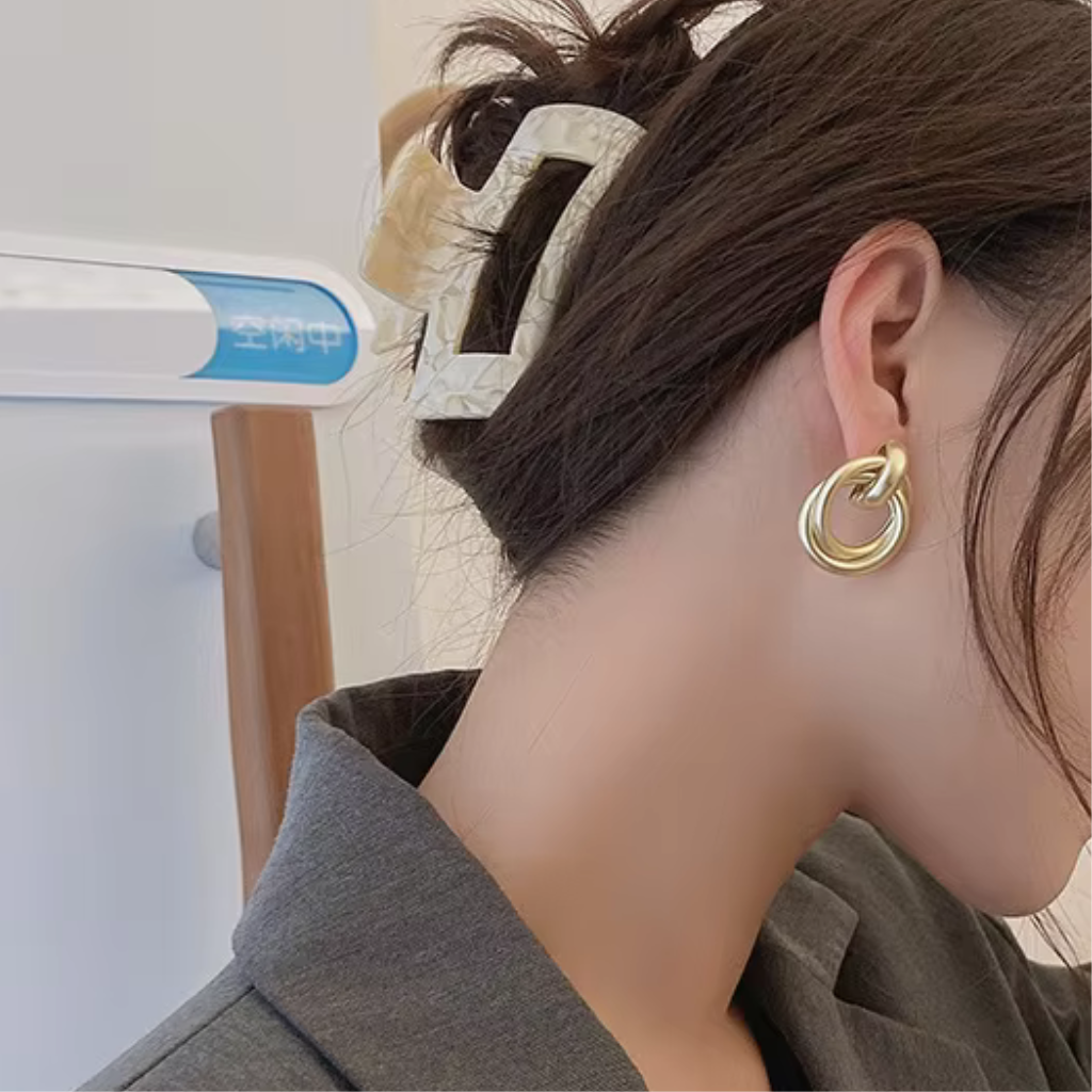 Geometric Metal Women Earrings • Irregular Round Square • Fashion Jewelry