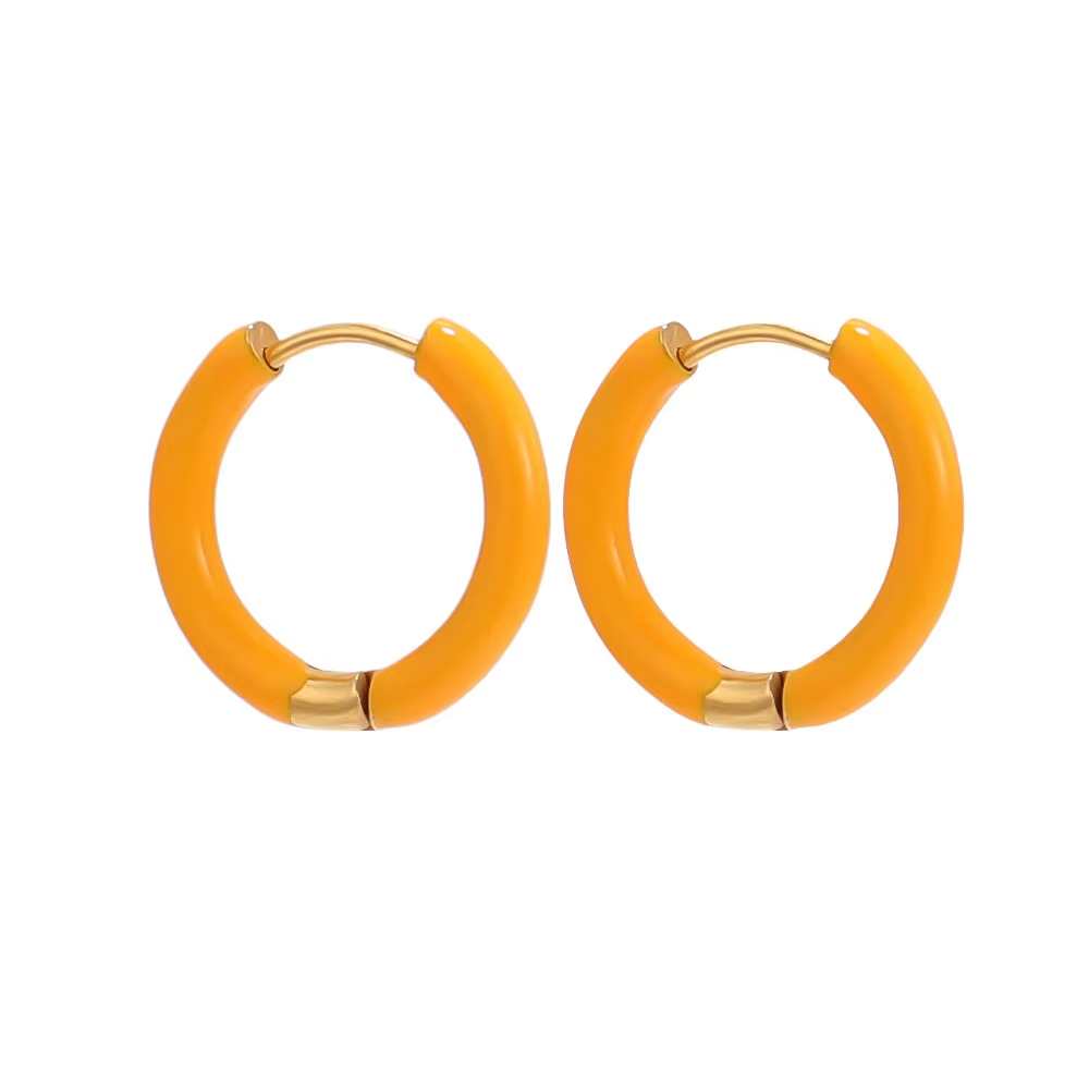 Women Candy Color Enamel Hoop Earrings • Stainless Steel • Fashion Jewelry