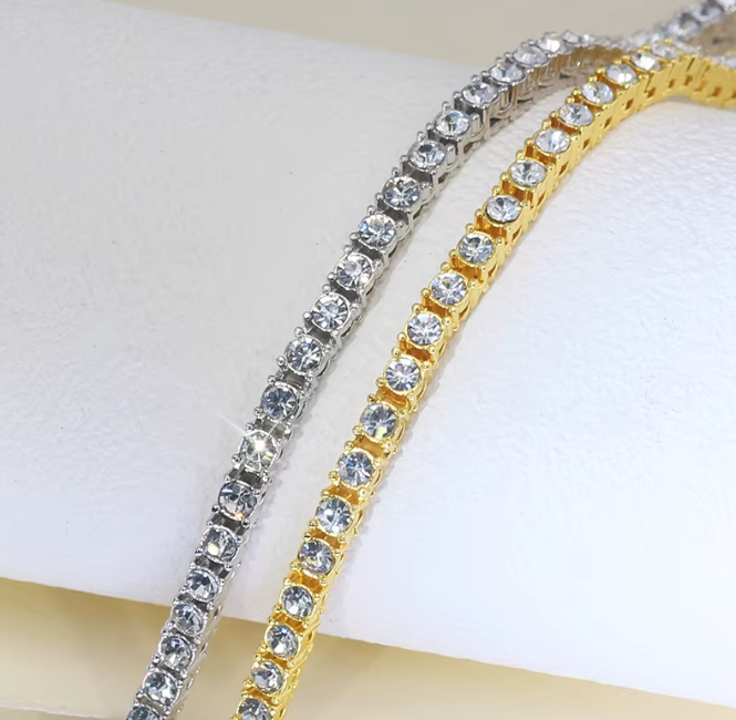 Gold Alloy Bracelet • 4mm • Tennis Friendship Hand Chain
