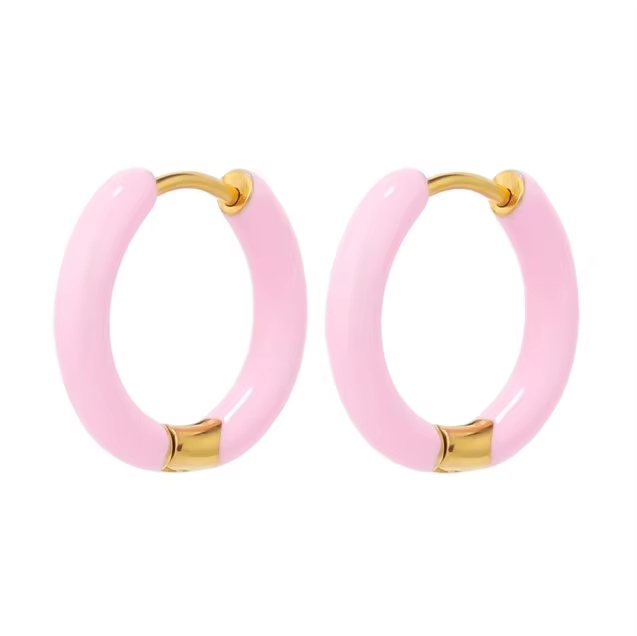 Women Candy Color Enamel Hoop Earrings • Stainless Steel • Fashion Jewelry
