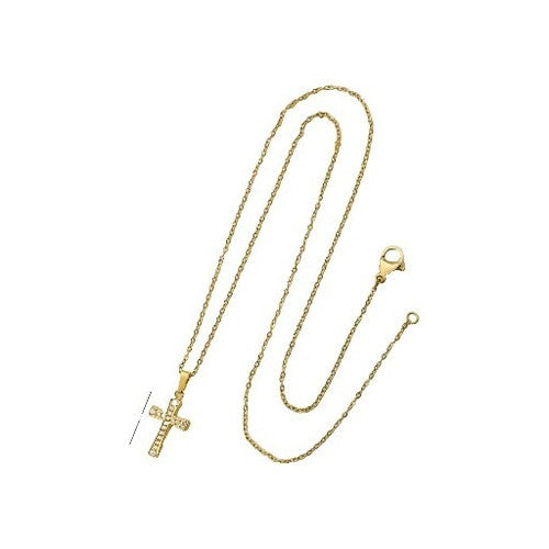 Gold Cross Necklace • Stainless Steel • Zircon • 45cm Chain • Holiday Gift Box