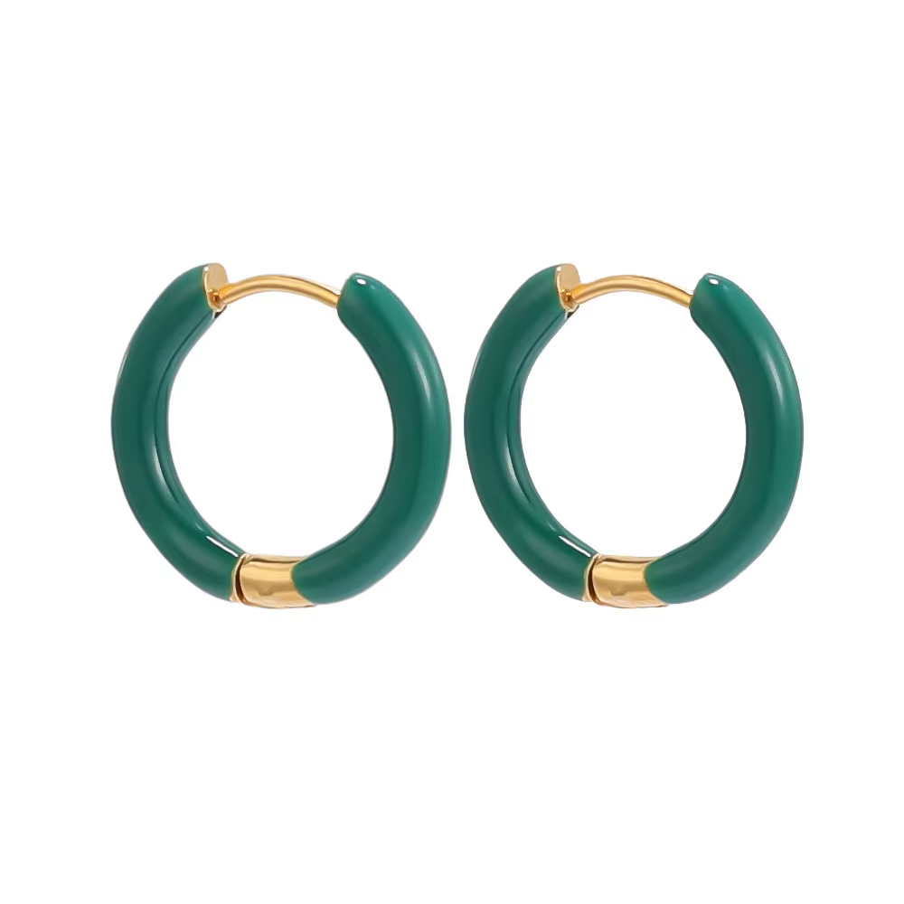Women Candy Color Enamel Hoop Earrings • Stainless Steel • Fashion Jewelry