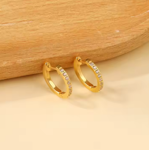 18K Gold Plated • Stainless Steel • Zircon Huggie Hoop Earrings