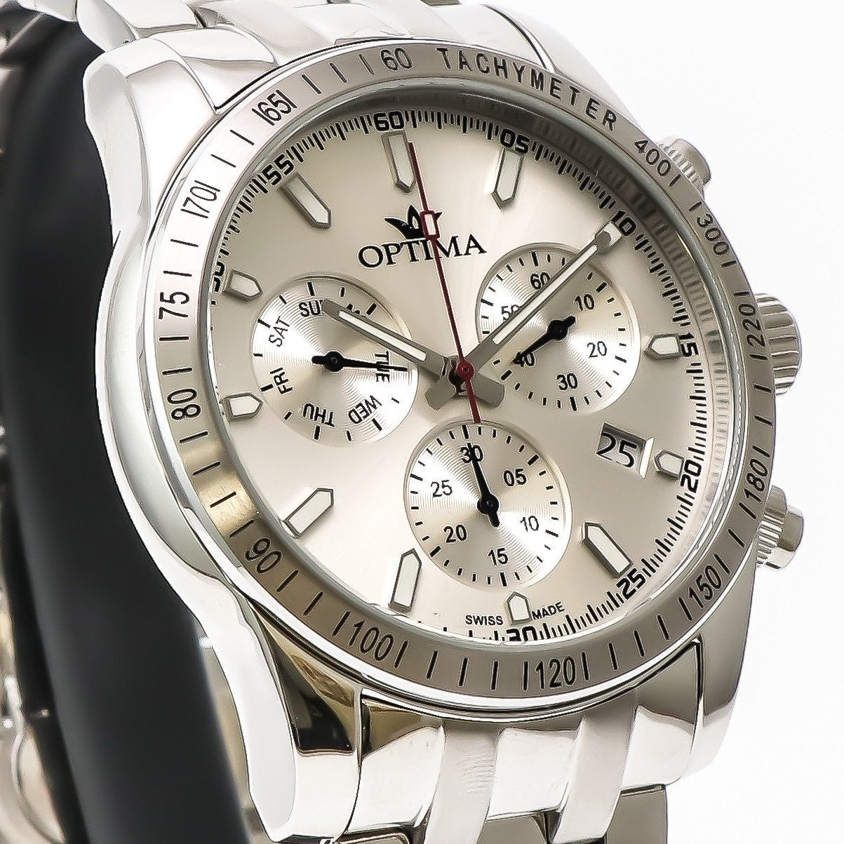Optima • Swiss Chronograph Watch • Stainless Steel • 44.15mm • Quartz • 5ATM