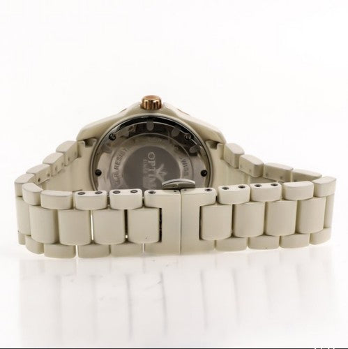 Optima • 38mm • White Ceramic • Swiss Watch • PVD Rose Gold • Mother Of Pearl