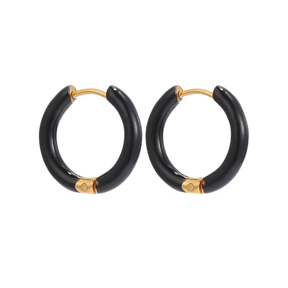 Women Candy Color Enamel Hoop Earrings • Stainless Steel • Fashion Jewelry