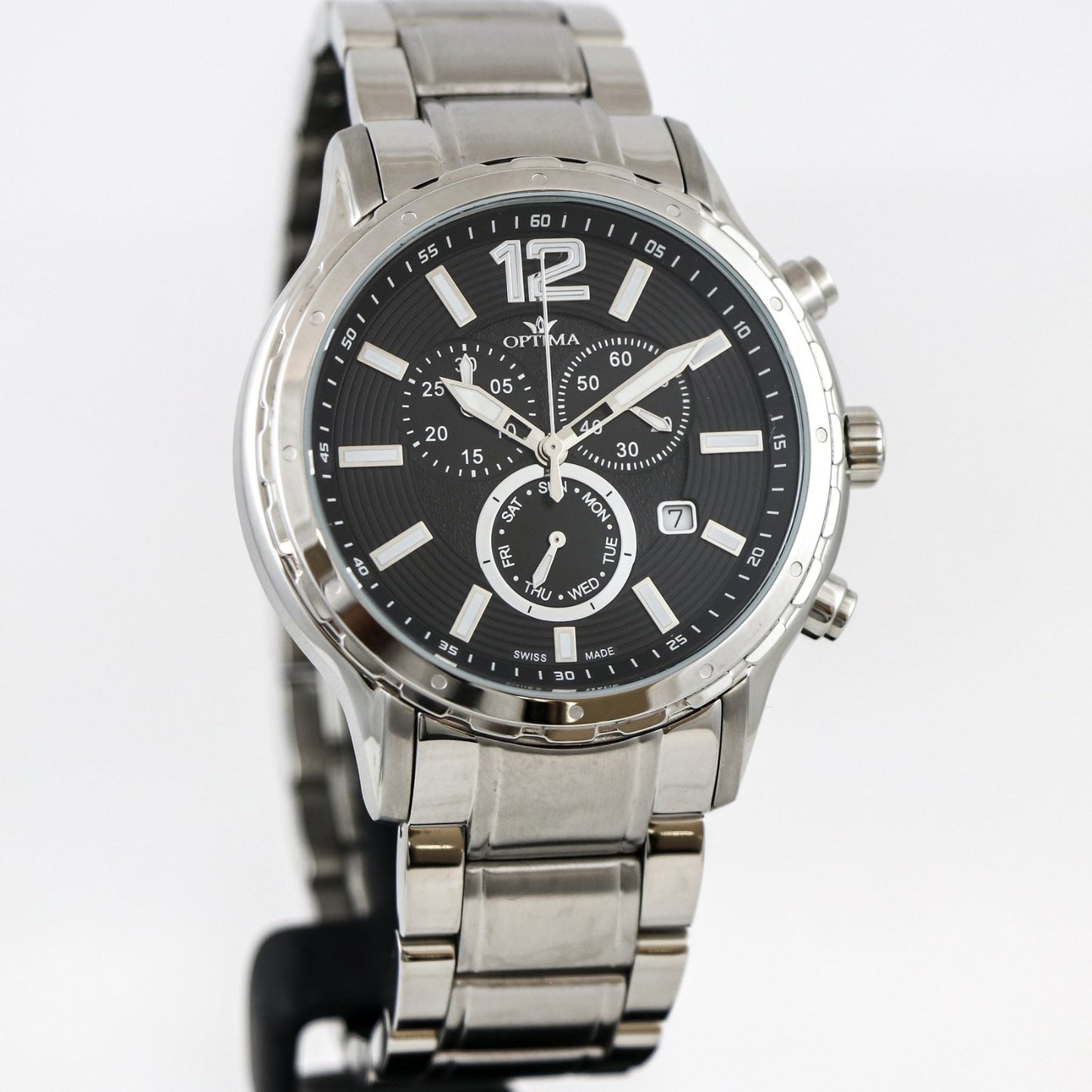 Optima • Swiss Chronograph Watch • Stainless Steel • 44.5mm • Quartz• 5ATM