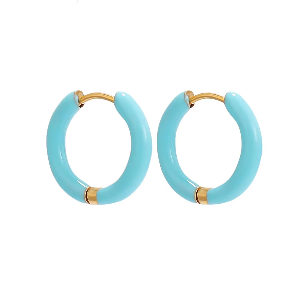 Women Candy Color Enamel Hoop Earrings • Stainless Steel • Fashion Jewelry
