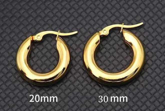 Small Thick • 14K Gold Plated • Hoop Earrings • High Quality