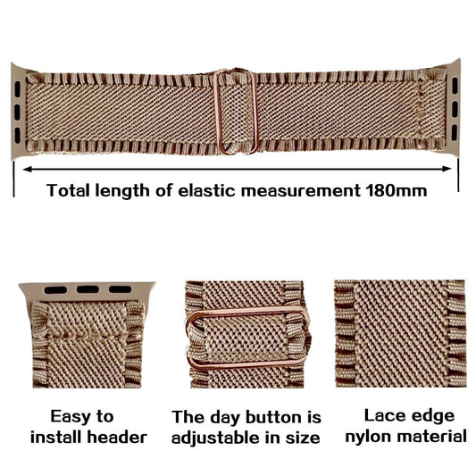 Braided Lace & Nylon Watch Band • Apple Watch Compatible • Breathable Elastic