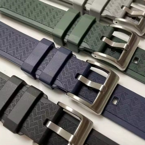 Carbon Fiber • Patterned FKM Rubber Watch Strap • 20mm & 22mm