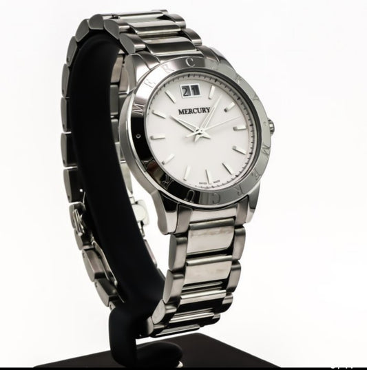 Mercury • Swiss Women's Watch •Stainless Steel Quart 36mm 5ATM • ME340 Big Date