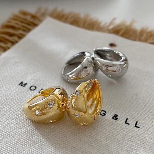 Special-interest design earrings one size silver and gold style high-grade retro