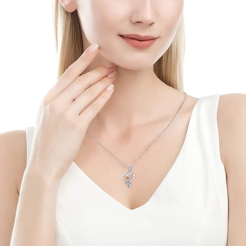 Chapel • Roseflower Necklace • Rose Gold & Silver • Zircon • 18in Necklace Chain