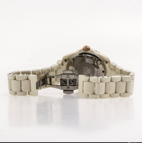 Optima • 38mm • White Ceramic • Swiss Watch • PVD Rose Gold • Mother Of Pearl