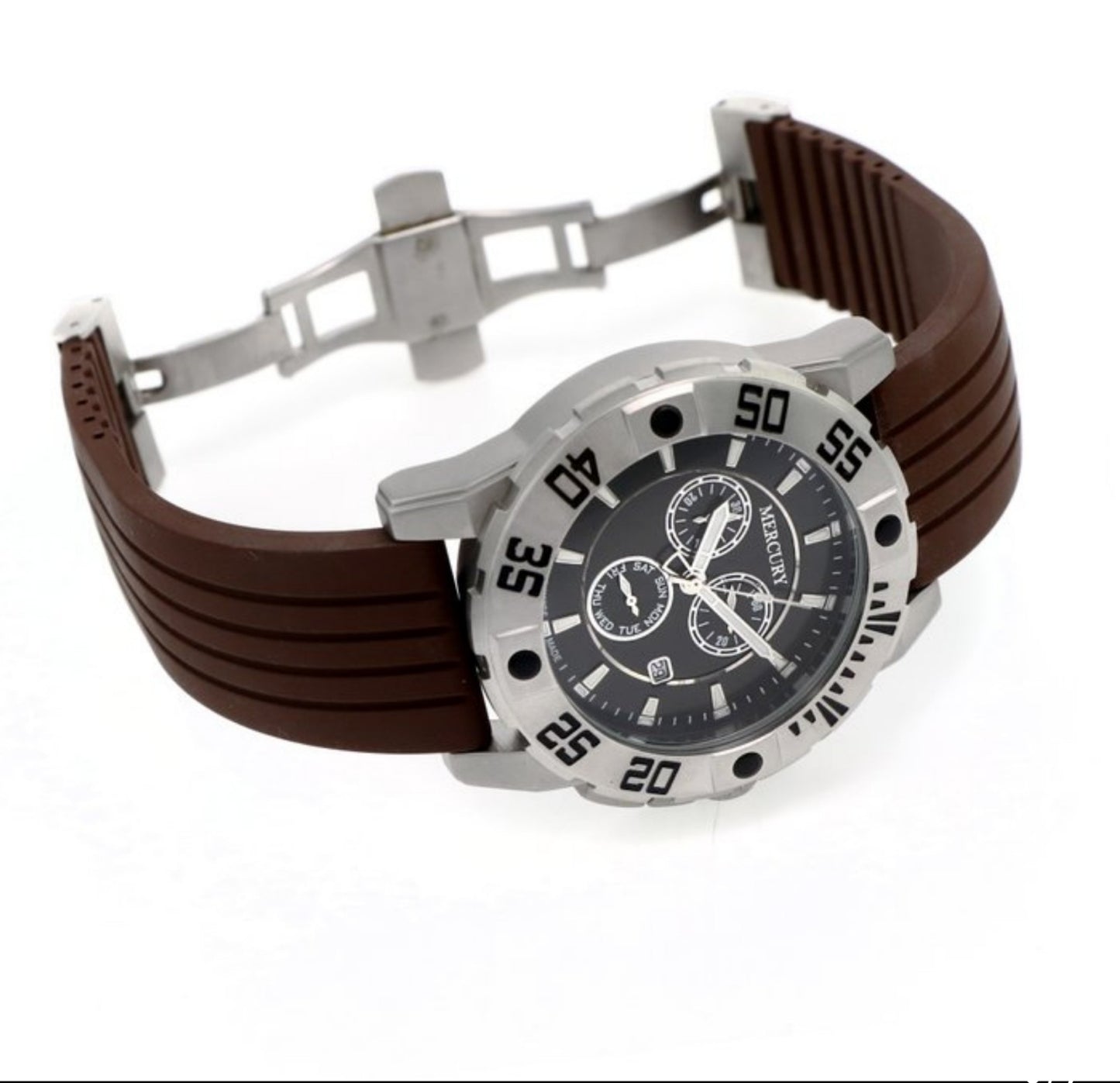 MERCURY • Swiss Chronograph Watch • Stainless Steel Quartz• ME10225-SX-3 • Brown