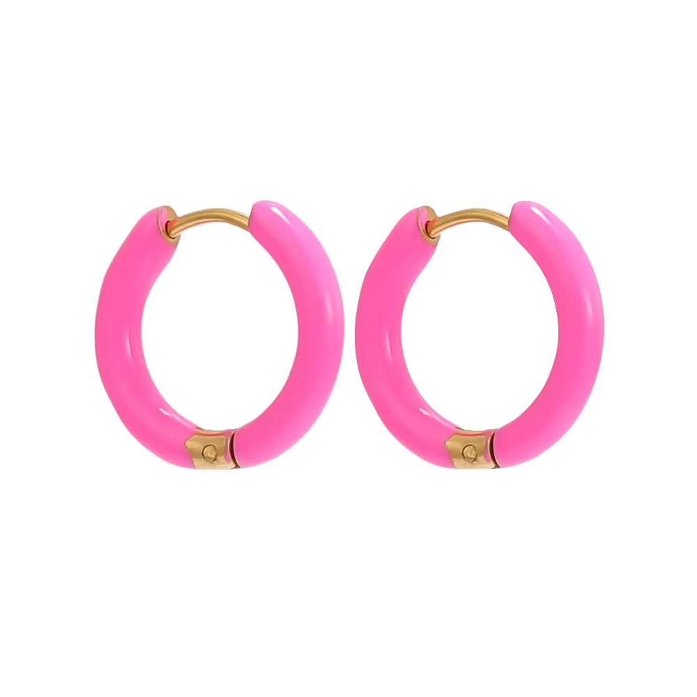 Women Candy Color Enamel Hoop Earrings • Stainless Steel • Fashion Jewelry