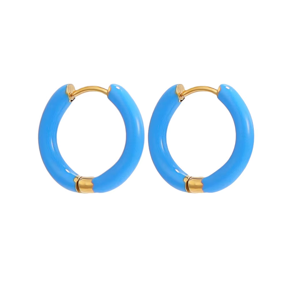 Women Candy Color Enamel Hoop Earrings • Stainless Steel • Fashion Jewelry