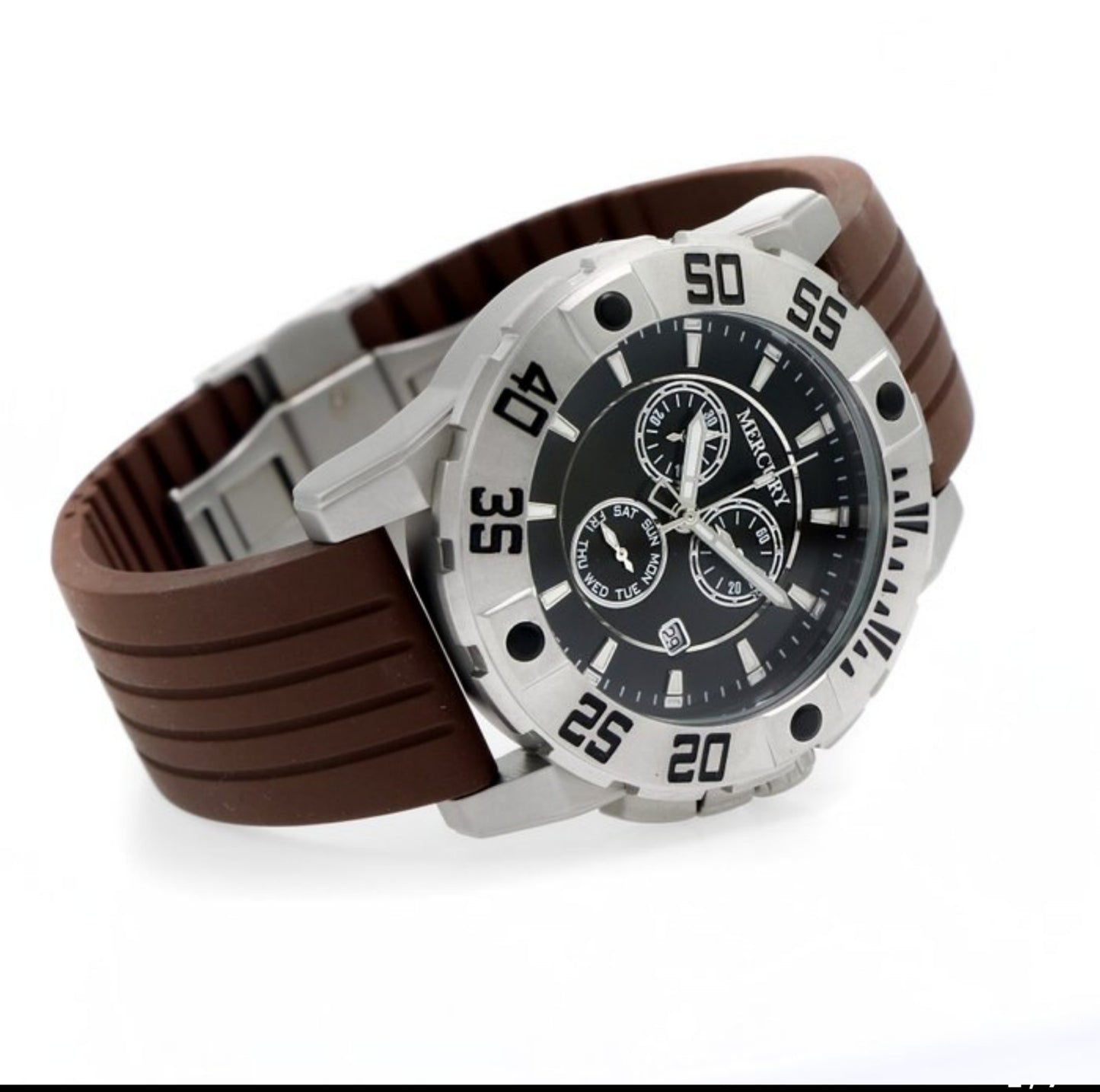 MERCURY • Swiss Chronograph Watch • Stainless Steel Quartz• ME10225-SX-3 • Brown