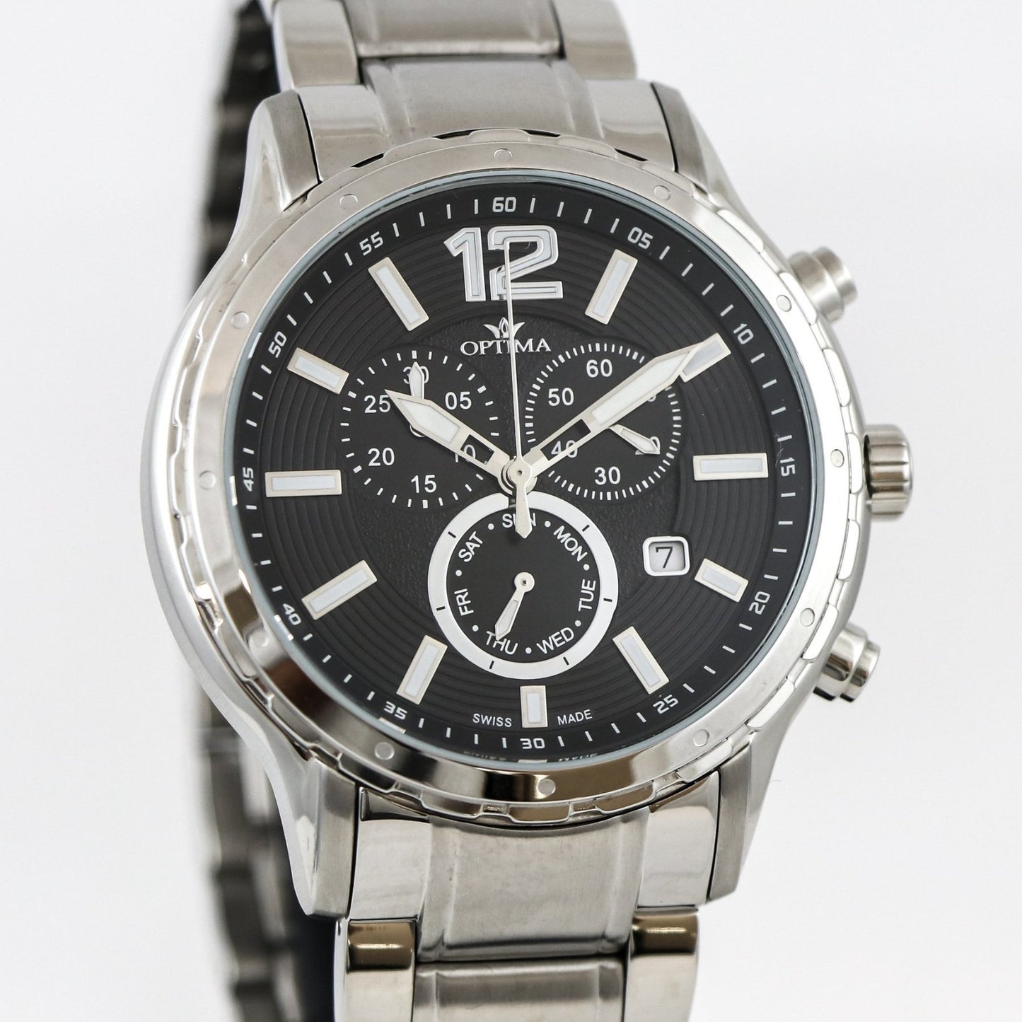 Optima • Swiss Chronograph Watch • Stainless Steel • 44.5mm • Quartz• 5ATM