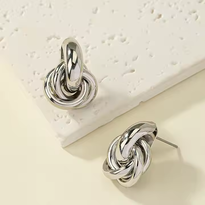 Women 14K Gold Plated Earrings • Multi Layer Twisted Hoop • Geometric Circle