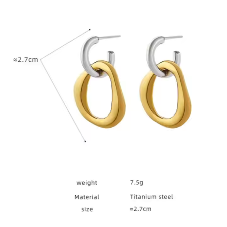 14K Gold Plated Geometric Drop Earrings • Trendy Patchwork Jewelry for Women