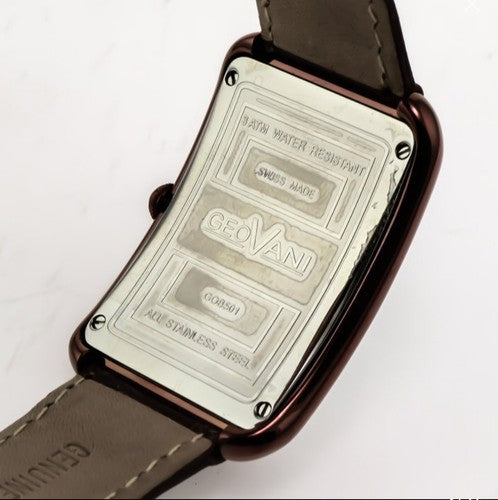 GEOVANI • Swiss Watch • Stainless Steel & Leather Quartz • 42x31mm • 3ATM GOB501