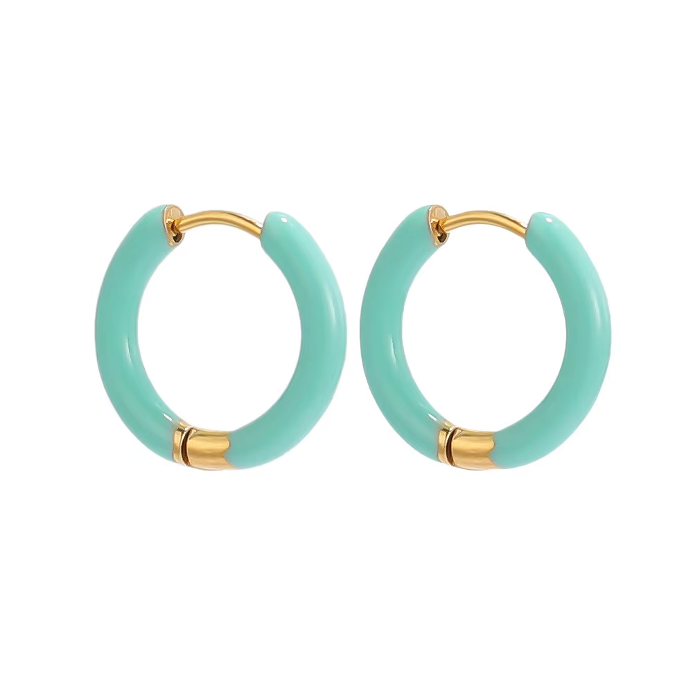 Women Candy Color Enamel Hoop Earrings • Stainless Steel • Fashion Jewelry