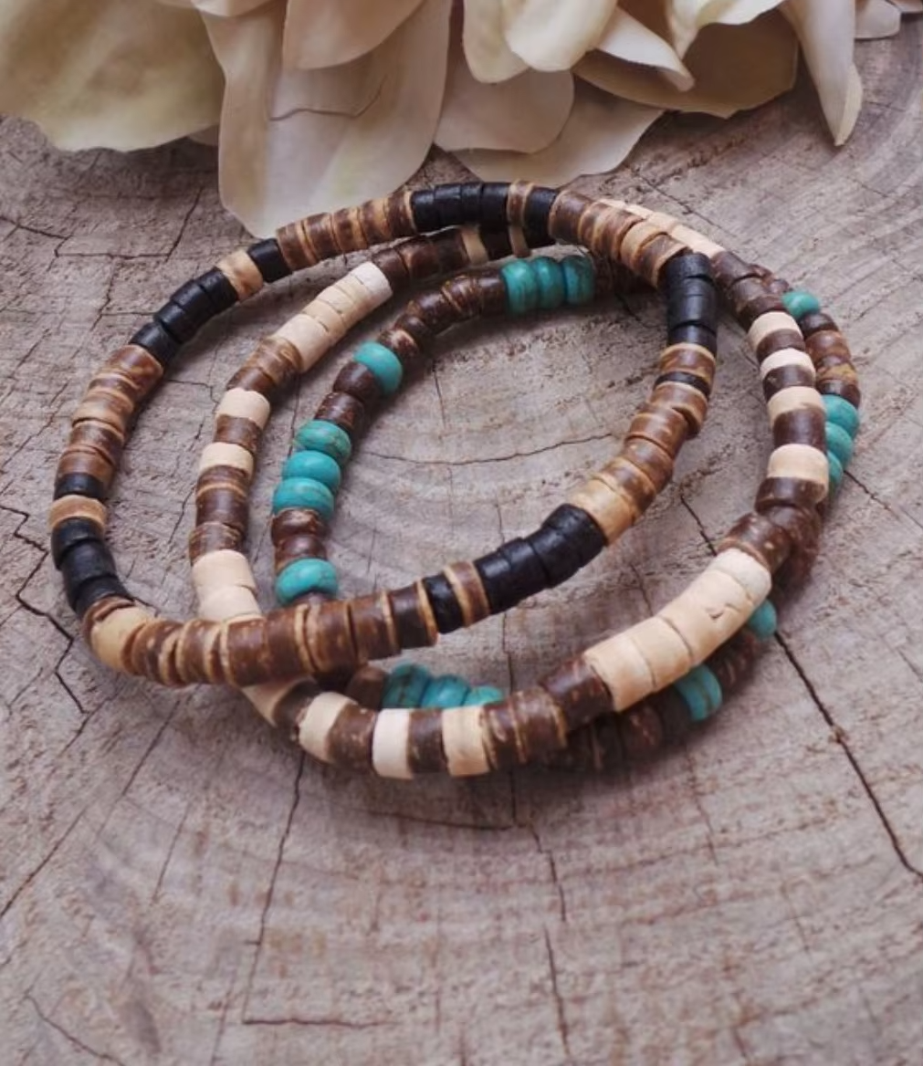 Minimalist Turquoise Bead Bracelet • Men's Trendy Jewelry • Pack of 5