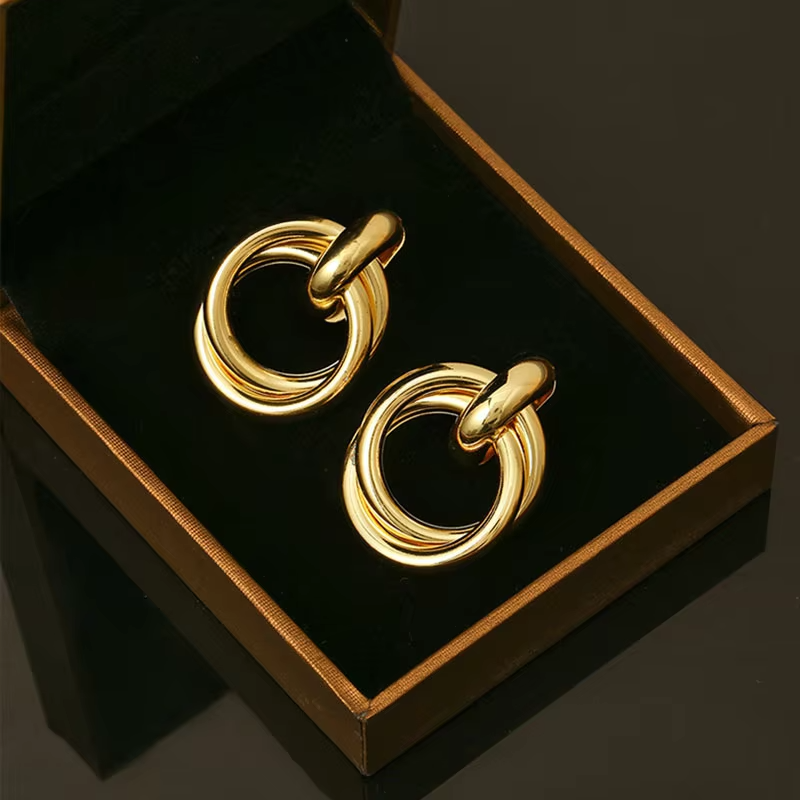 Geometric Metal Women Earrings • Irregular Round Square • Fashion Jewelry