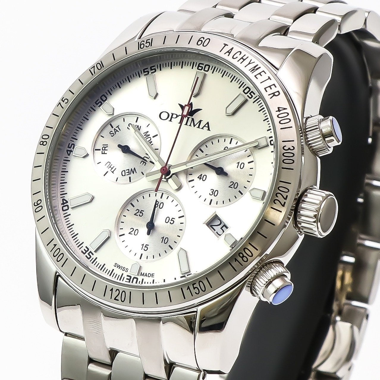 Optima • Swiss Chronograph Watch • Stainless Steel • 44.15mm • Quartz • 5ATM