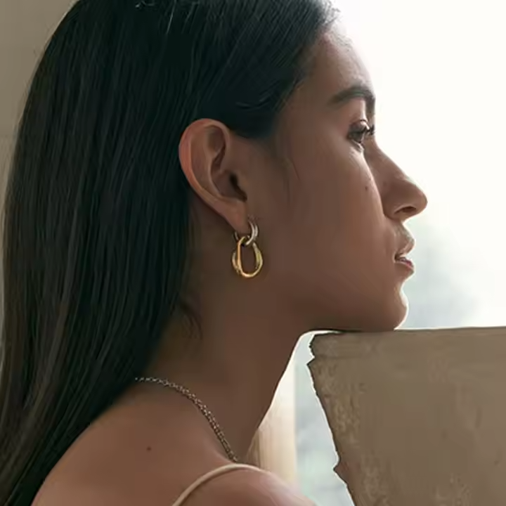 14K Gold Plated Geometric Drop Earrings • Trendy Patchwork Jewelry for Women