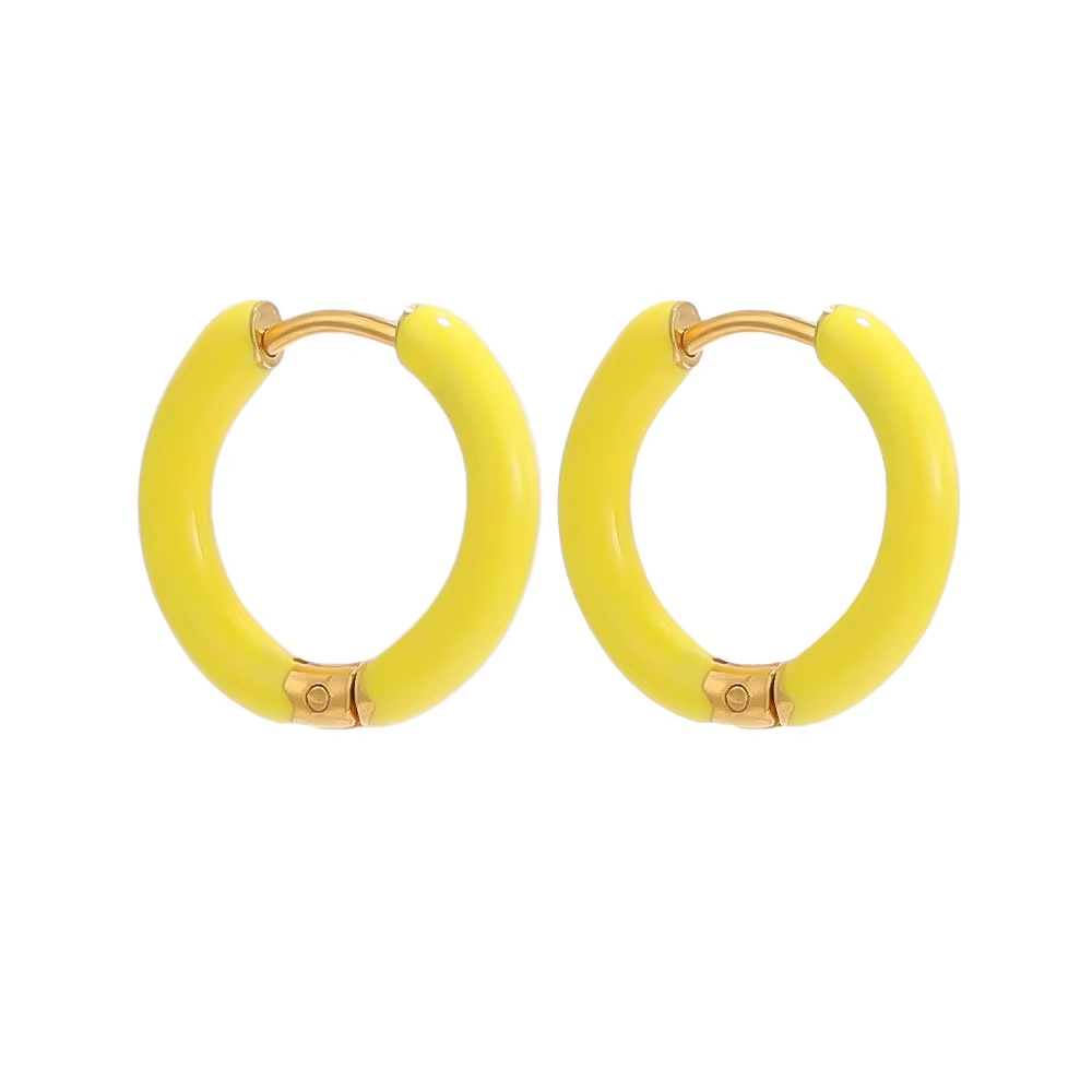 Women Candy Color Enamel Hoop Earrings • Stainless Steel • Fashion Jewelry