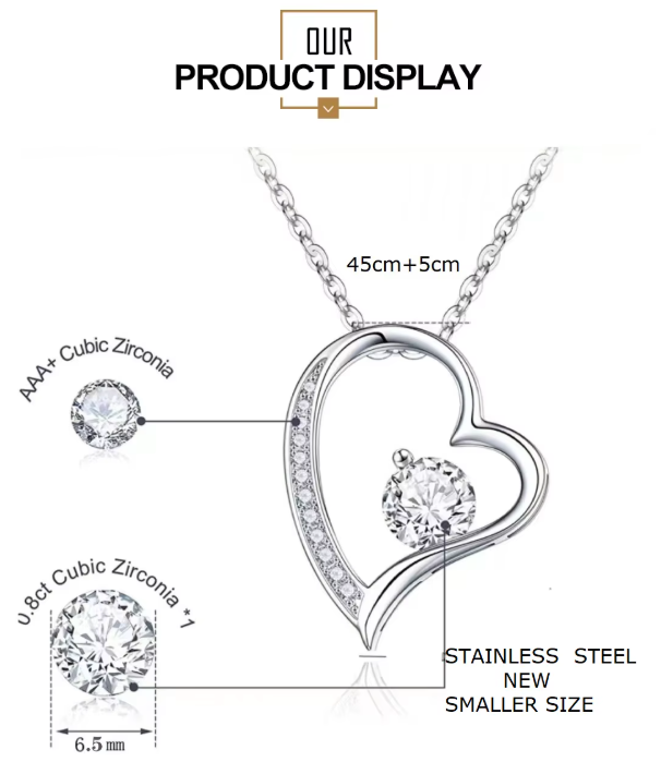 Heart Classic Zircon • Forever Love • Stainless Steel Jewelry Necklace