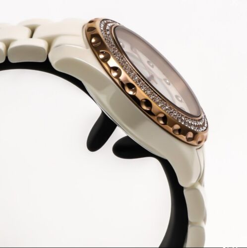 Optima • 38mm • White Ceramic • Swiss Watch • PVD Rose Gold • Mother Of Pearl