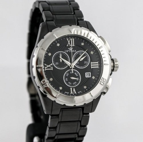 Optima • Swiss Chronograph Watch • OSC318-BS-3 • Date SubDay 43mm Ceramic Bezel