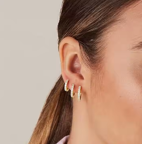 18K Gold Plated • Stainless Steel • Zircon Huggie Hoop Earrings