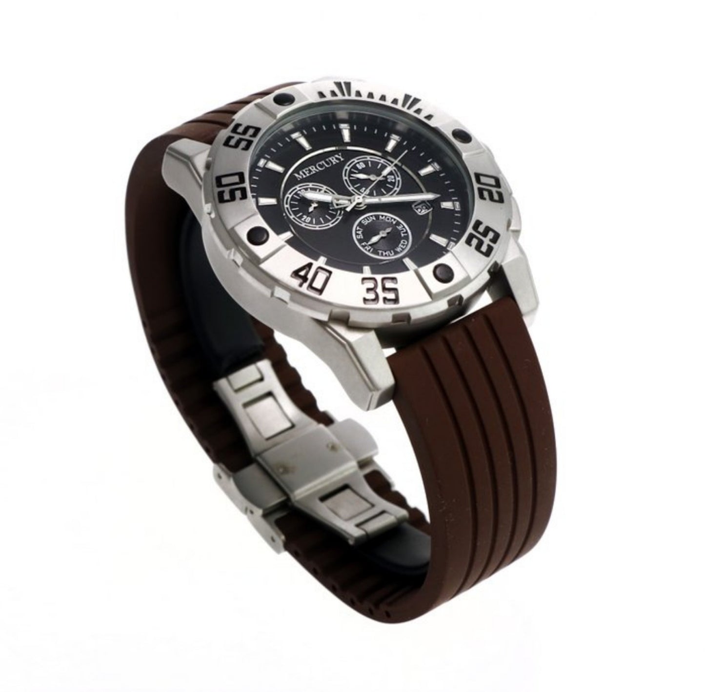 MERCURY • Swiss Chronograph Watch • Stainless Steel Quartz• ME10225-SX-3 • Brown