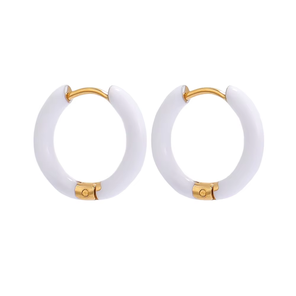 Women Candy Color Enamel Hoop Earrings • Stainless Steel • Fashion Jewelry