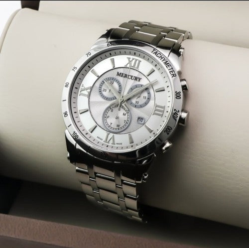 Mercury • ME335-SS-1 • Swiss Chronograph Watch • 45mm • Date SubDay • 5 ATM