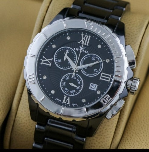 Optima • Swiss Chronograph Watch • OSC318-BS-3 • Date SubDay 43mm Ceramic Bezel