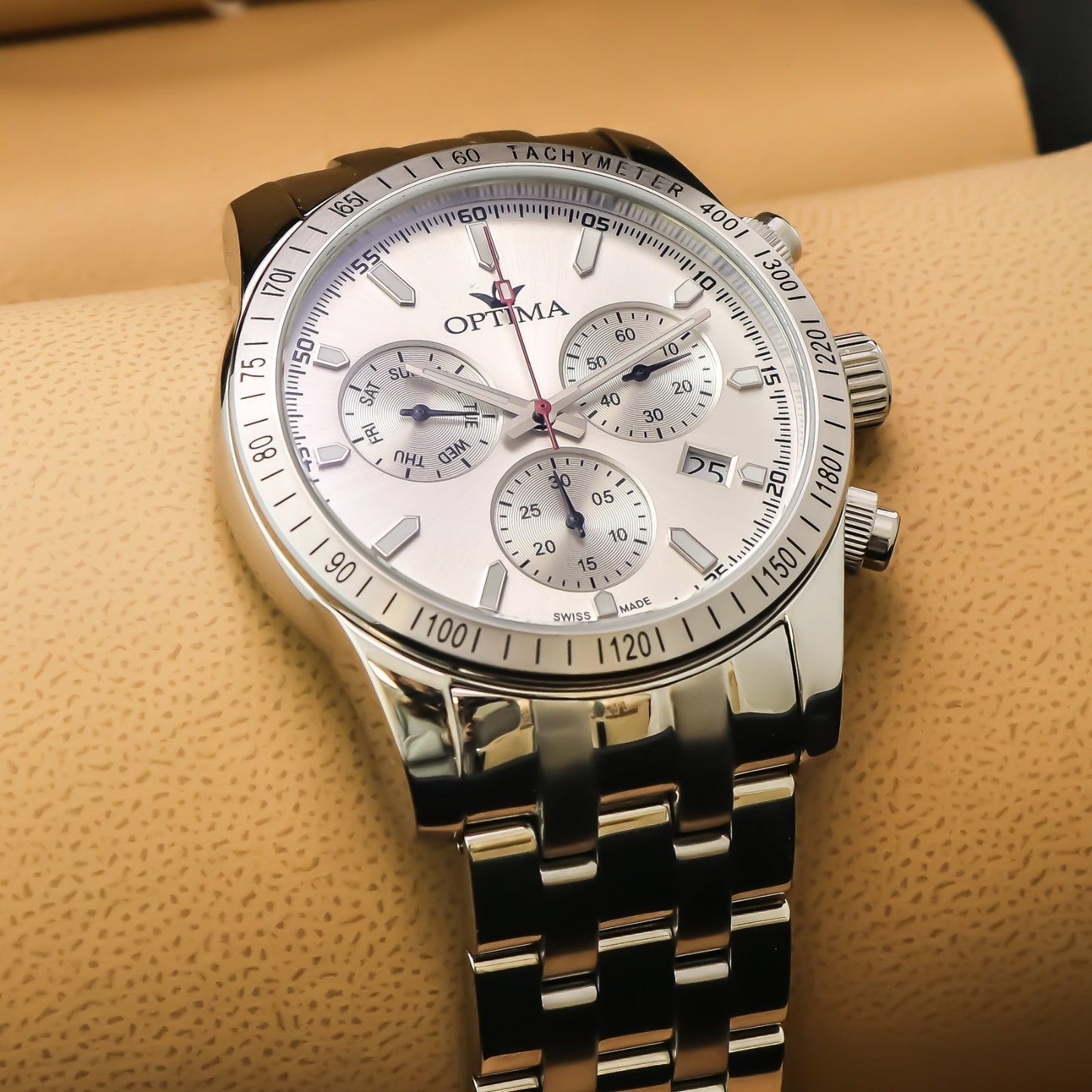 Optima • Swiss Chronograph Watch • Stainless Steel • 44.15mm • Quartz • 5ATM