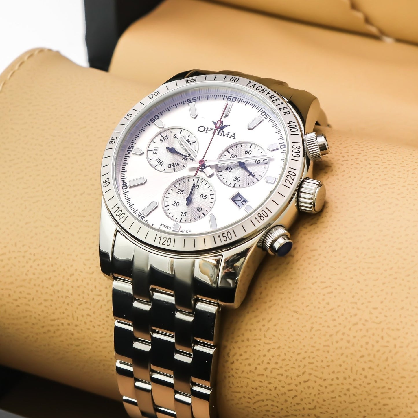 Optima • Swiss Chronograph Watch • Stainless Steel • 44.15mm • Quartz • 5ATM