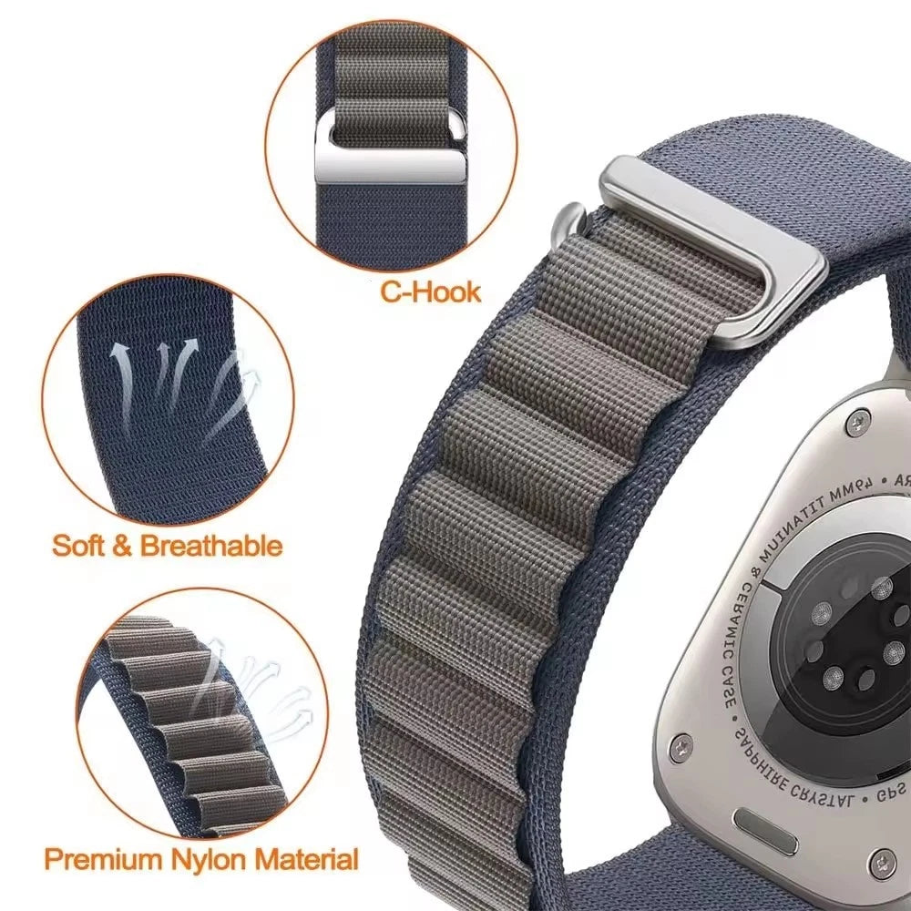 Fashion Band for Apple Watch 38/40/41mm & 42/44/45/46/49/Ultra Nylon Adjustable