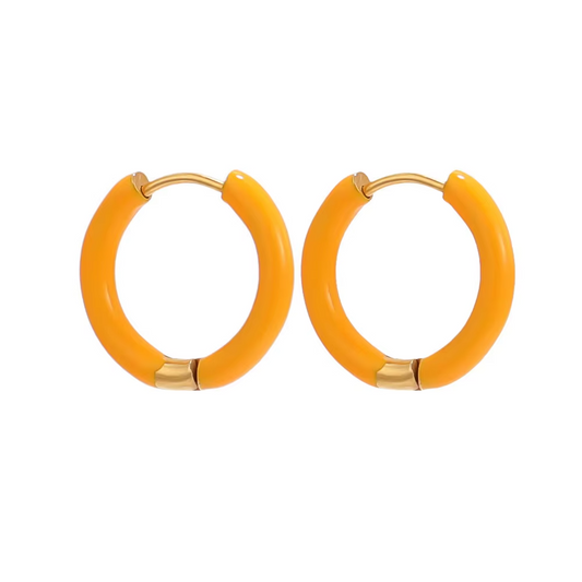 Women Candy Color Enamel Hoop Earrings • Stainless Steel • Fashion Jewelry