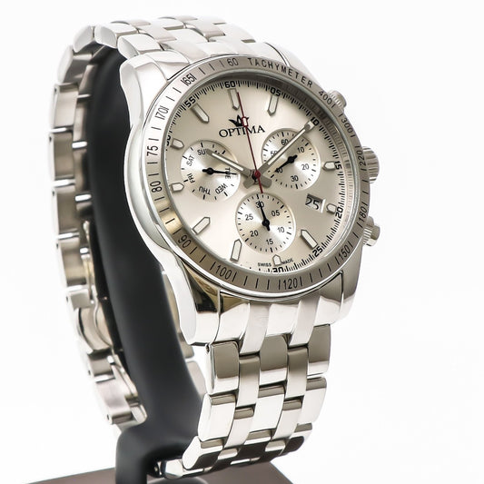Optima • Swiss Chronograph Watch • Stainless Steel • 44.15mm • Quartz • 5ATM