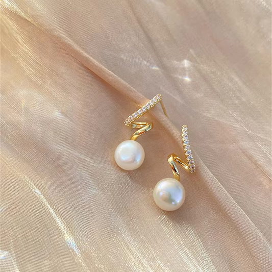 18K Gold Plated Screw Pearl Stud Earrings • Elegant Imitation Jewelry for Women