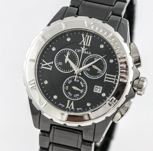 Optima • Swiss Chronograph Watch • OSC318-BS-3 • Date SubDay 43mm Ceramic Bezel
