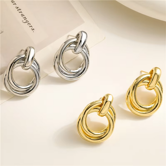 Geometric Metal Women Earrings • Irregular Round Square • Fashion Jewelry